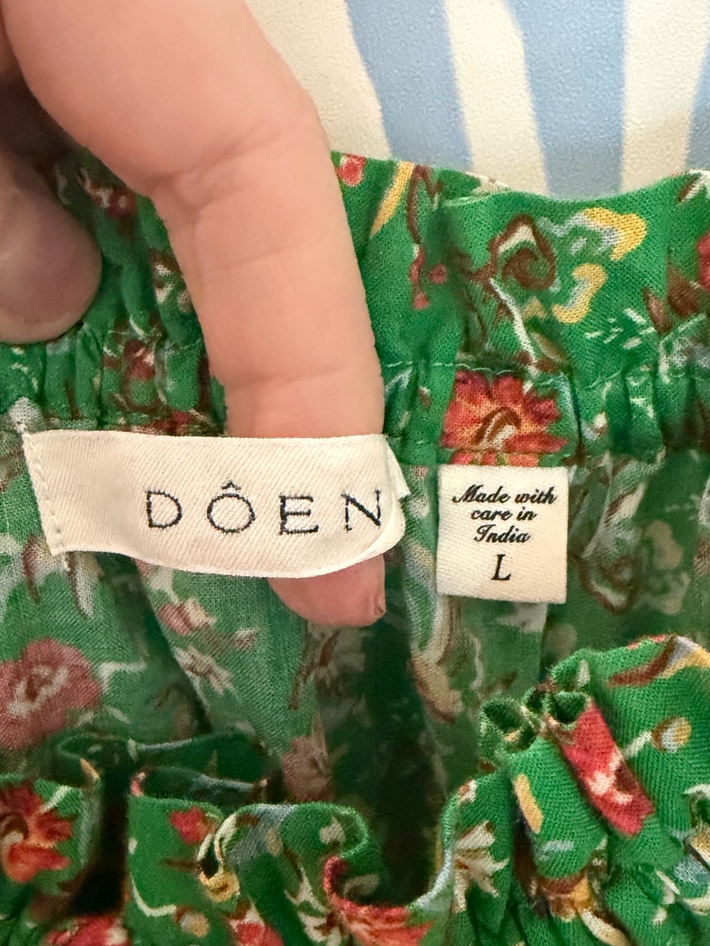 Doen Green Floral Smocked Maxi Emmaretta Dress with Ruffle Straps Size Large - Picture 4 of 8